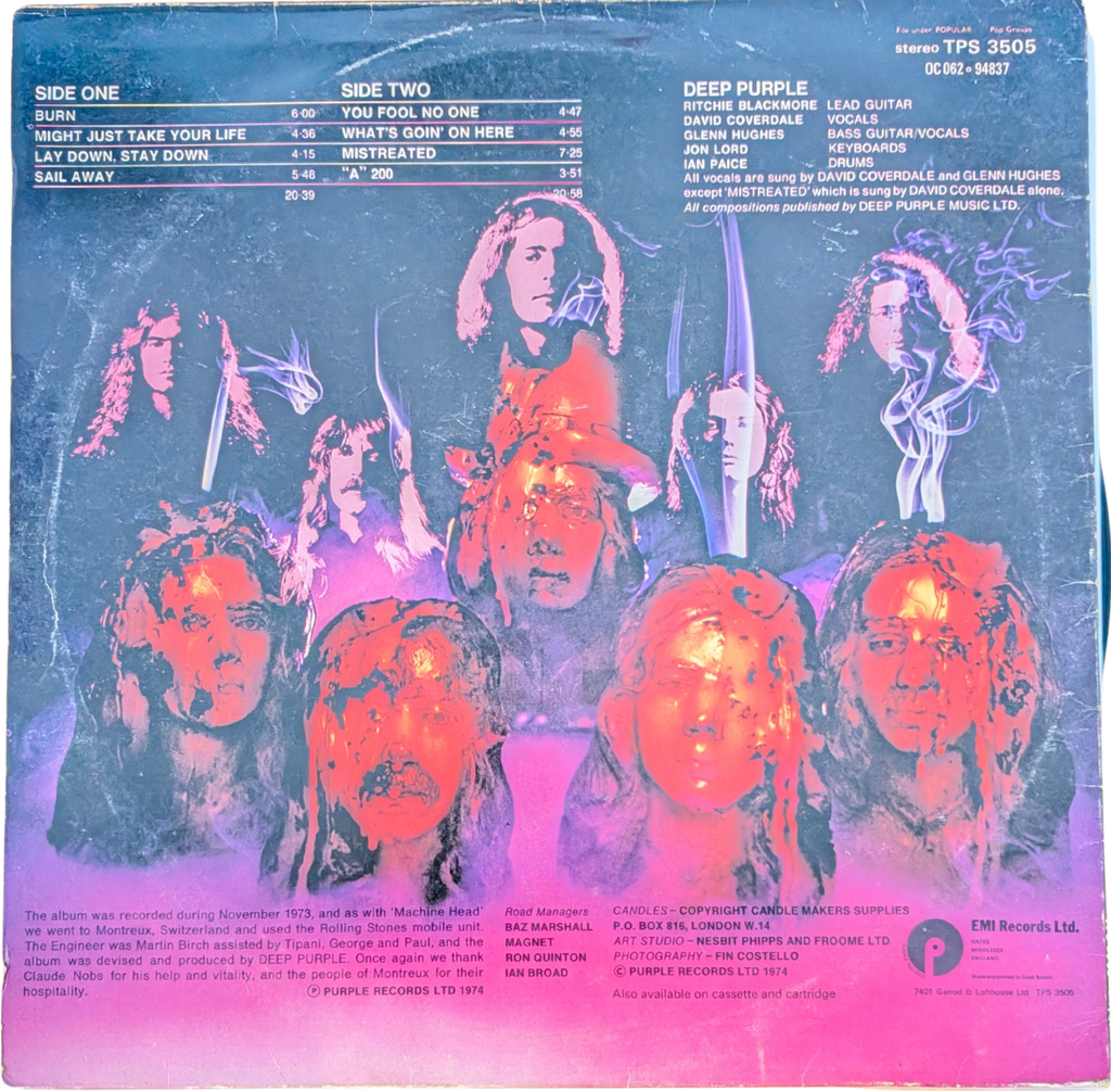 Deep Purple - Burn - Signed 1LP Vinyl