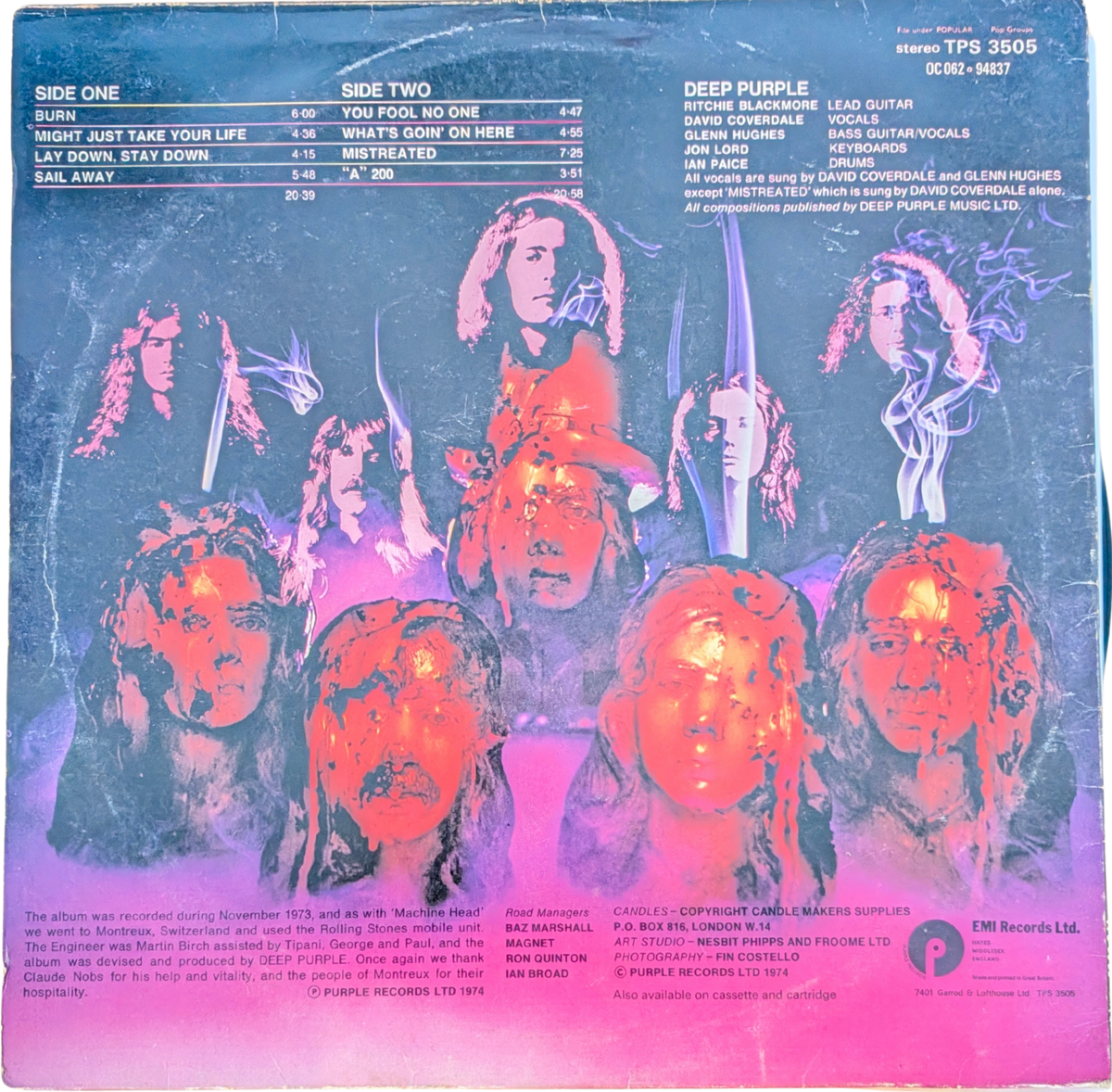 Deep Purple - Burn - Signed 1LP Vinyl