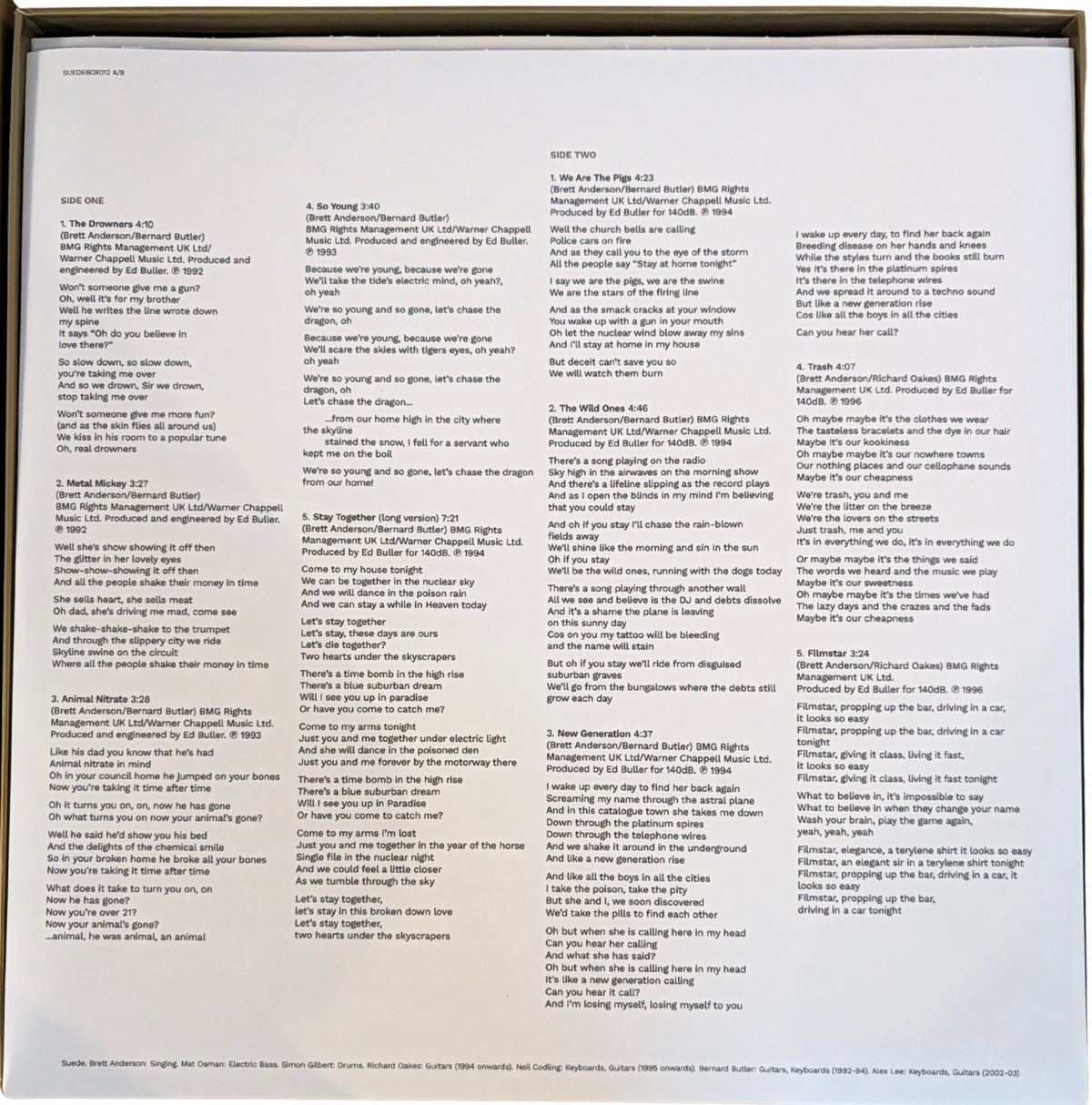 Suede - Autographs - The Best of Suede - Signed 6LP White Vinyl Box Set